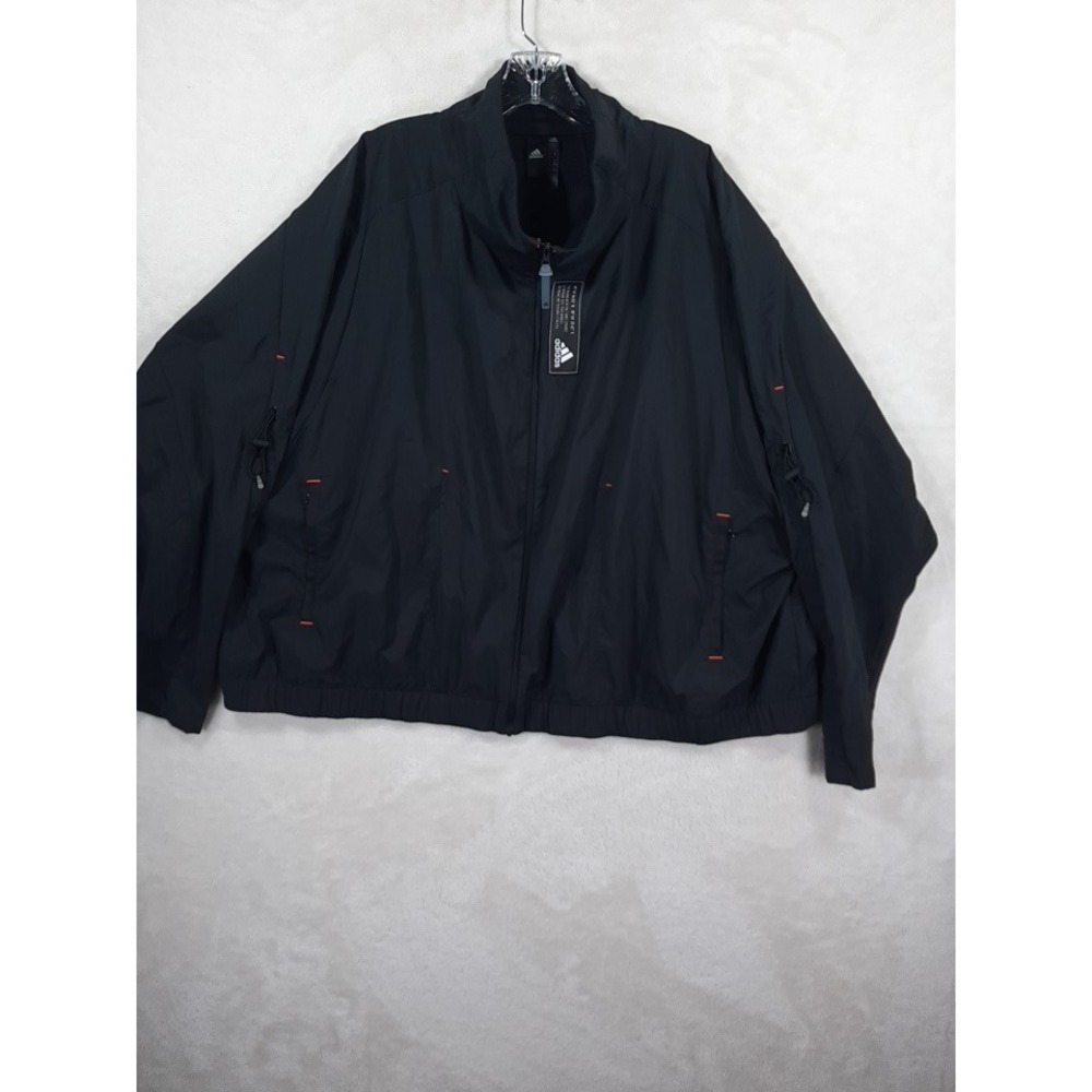 Adidas Primeblue Windbreaker Mens 4XL Black Full Zip Mesh Back Ruched Sleeves - Picture 12 of 16